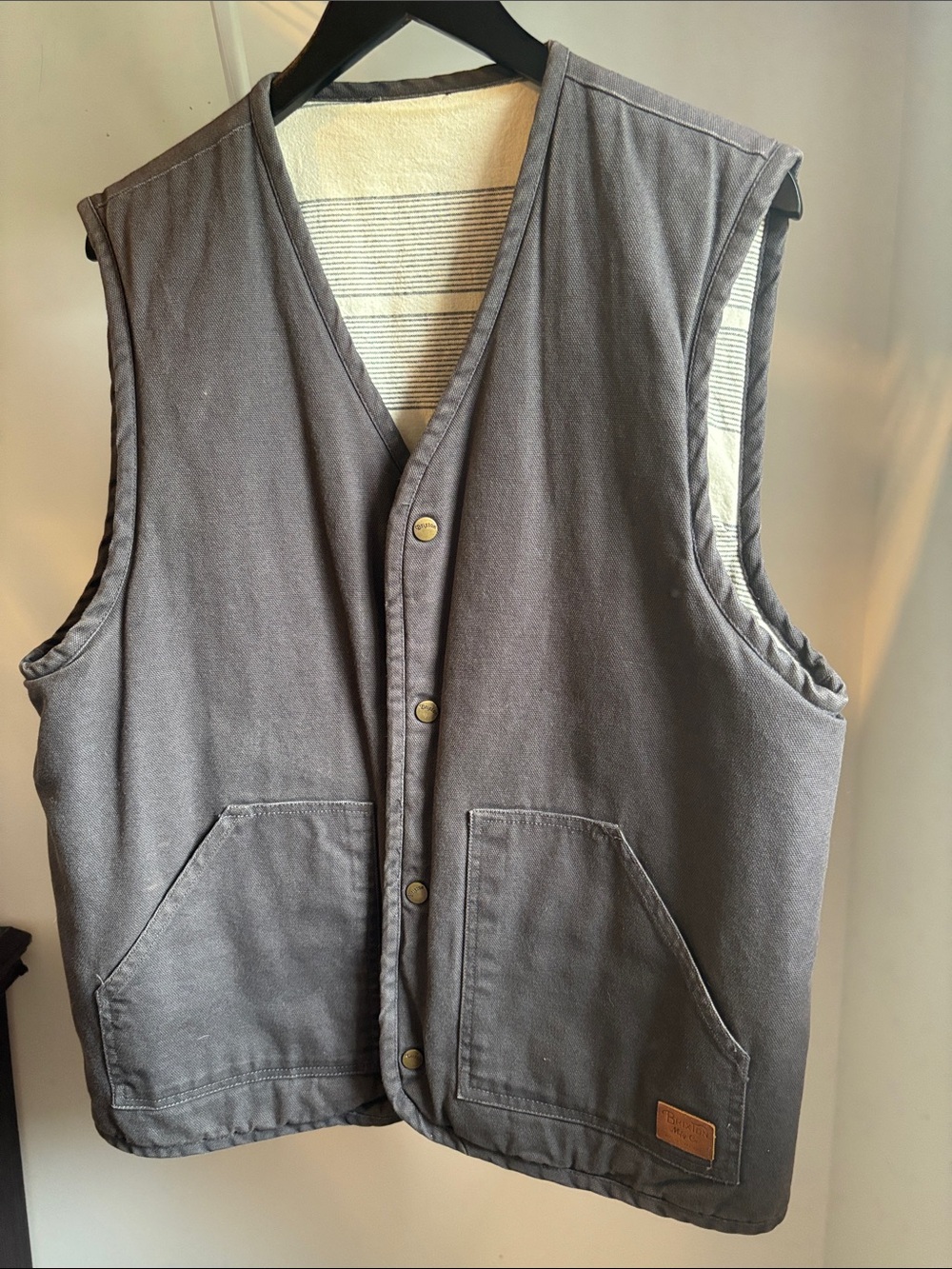 Brixton Reversible Utility Vest – Grey / Striped – Men’s